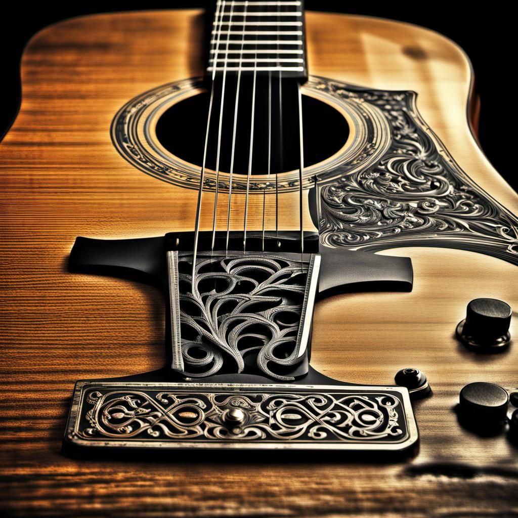 Hyperrealistic Guitar with Intricate Details in HDR