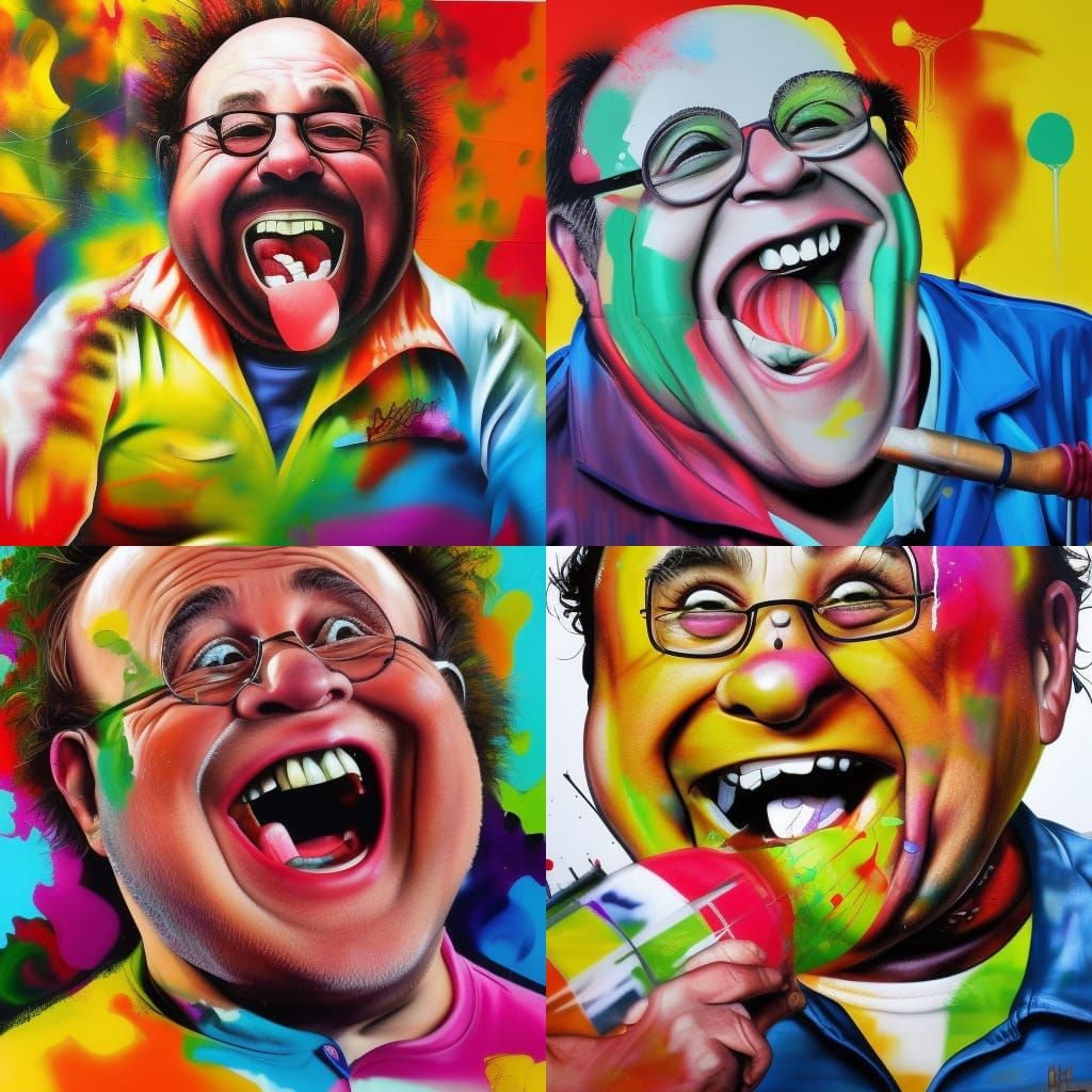 Danny DeVito Laughing: Graffiti Art Portrait