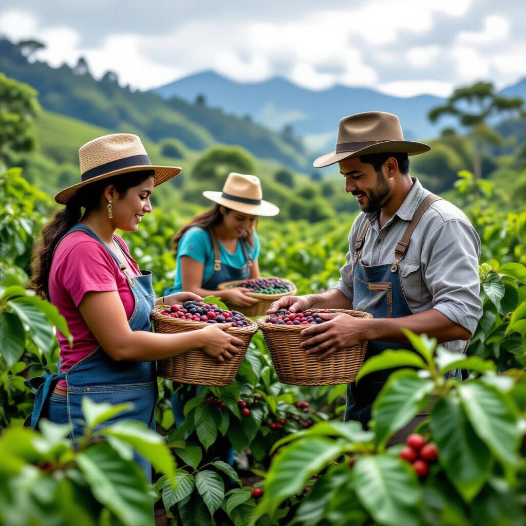 Coffee Harvest in Colombia's Coffee Axis Plantations