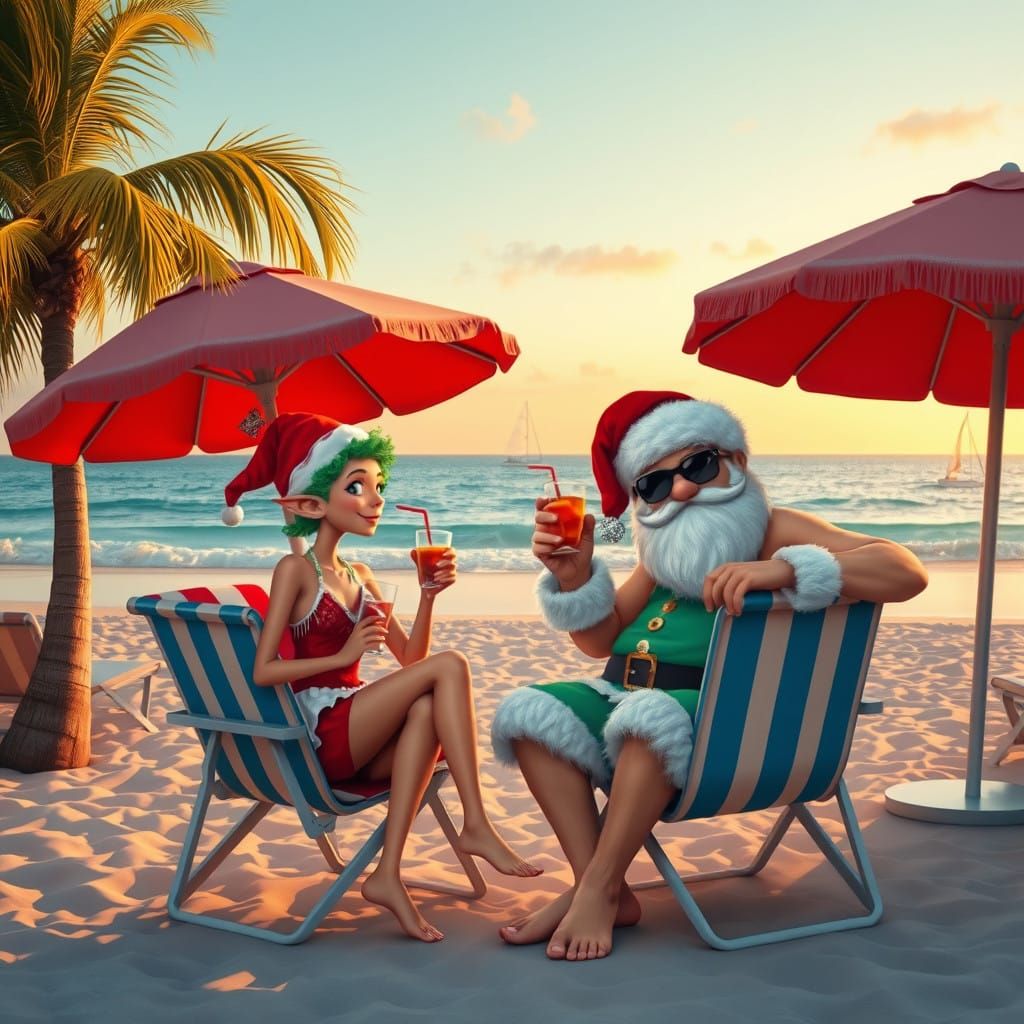 Whimsical Winter Beach Scene in Tim Burton's Dark Fantasy St...