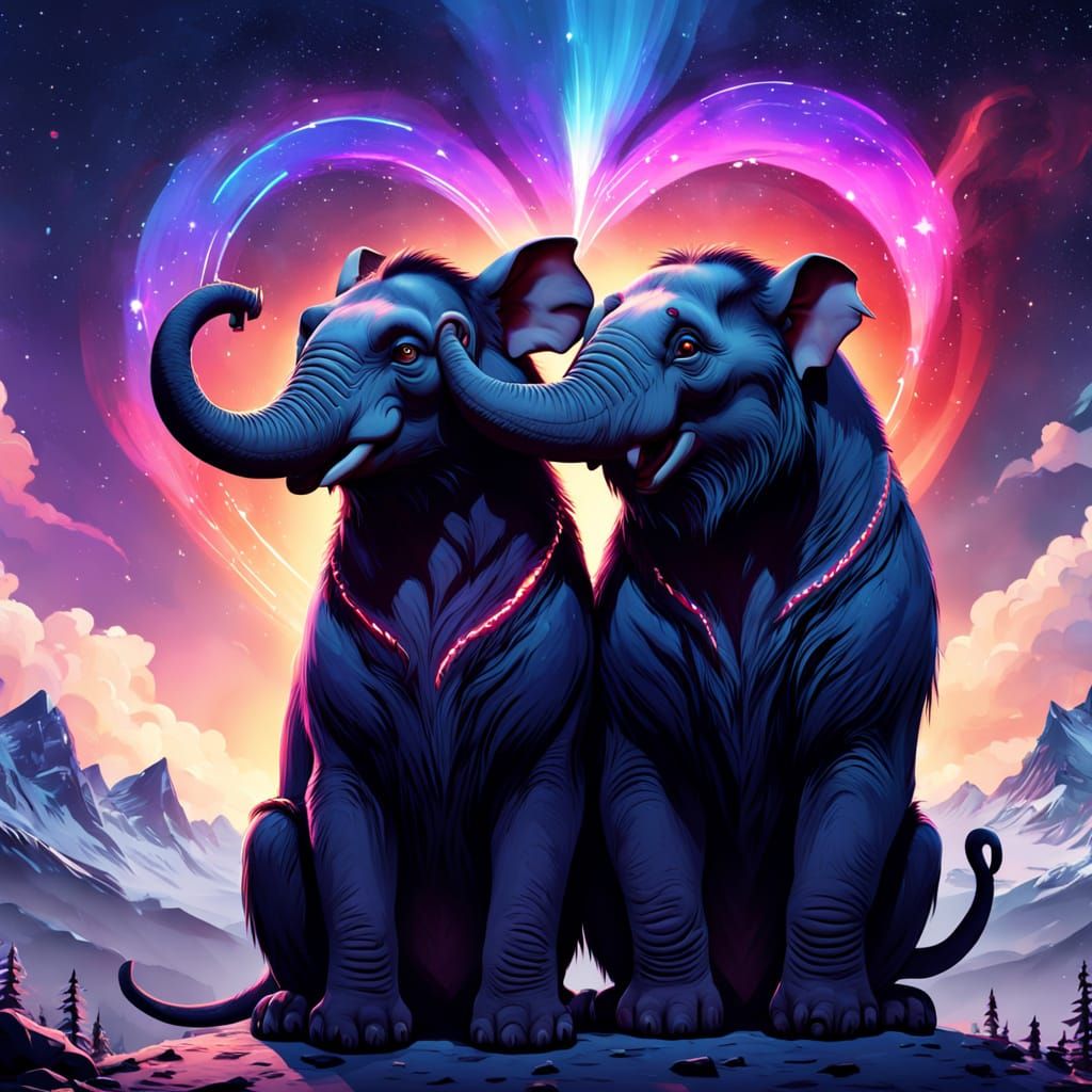 Couples in Love Among Celestial Hearts