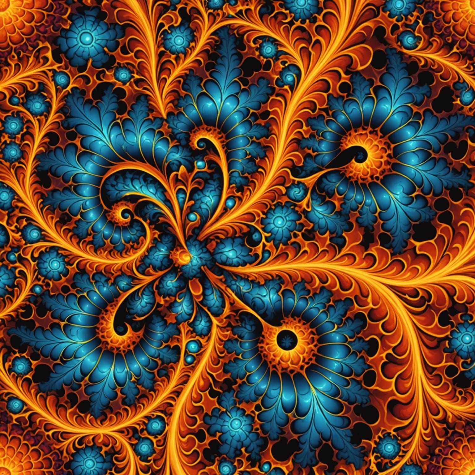 Psychedelic Fractal Art in Warm, Vivid Colors