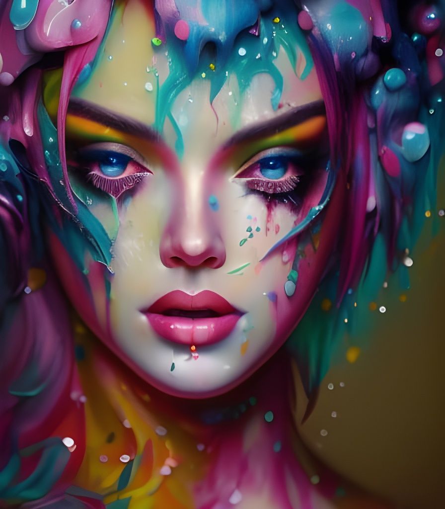 Dancing Lipstick Girl in Hyperdetailed Watercolor Style