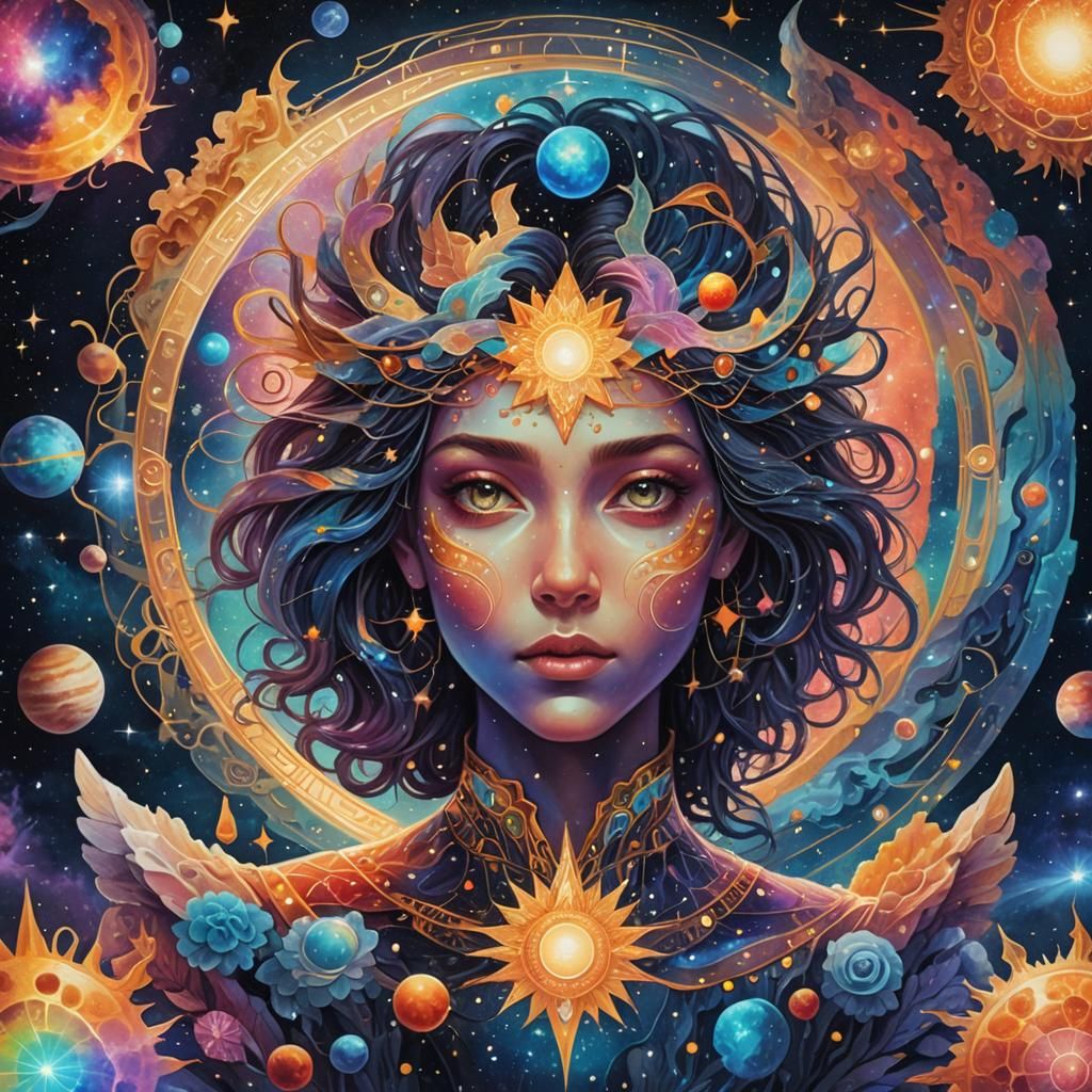 Astral Cat Spirit Among Stars