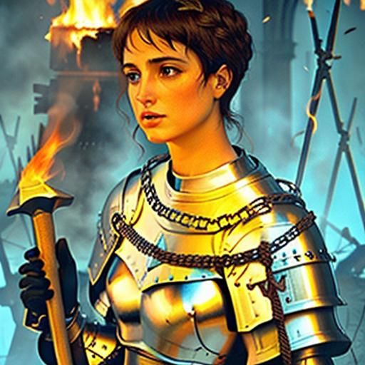 Joan of Arc Burning: Photorealistic 3D Render