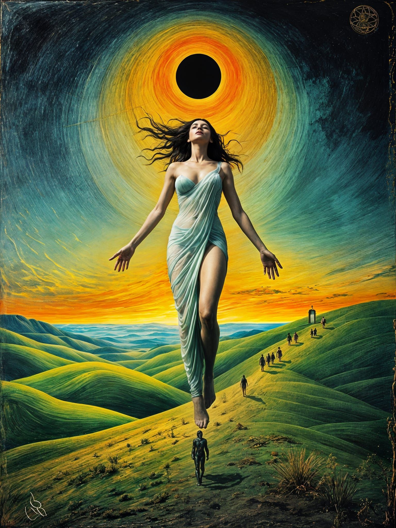 Surrealist Woman in Tactile Harmony