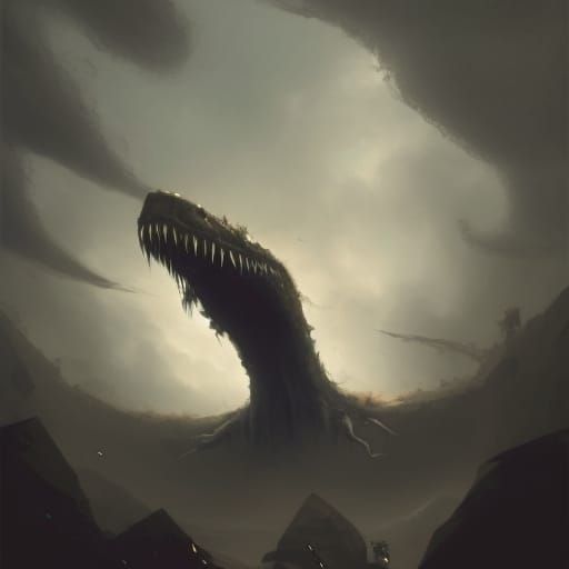 Eerie Eyeless Monster in Dark Desert Landscape