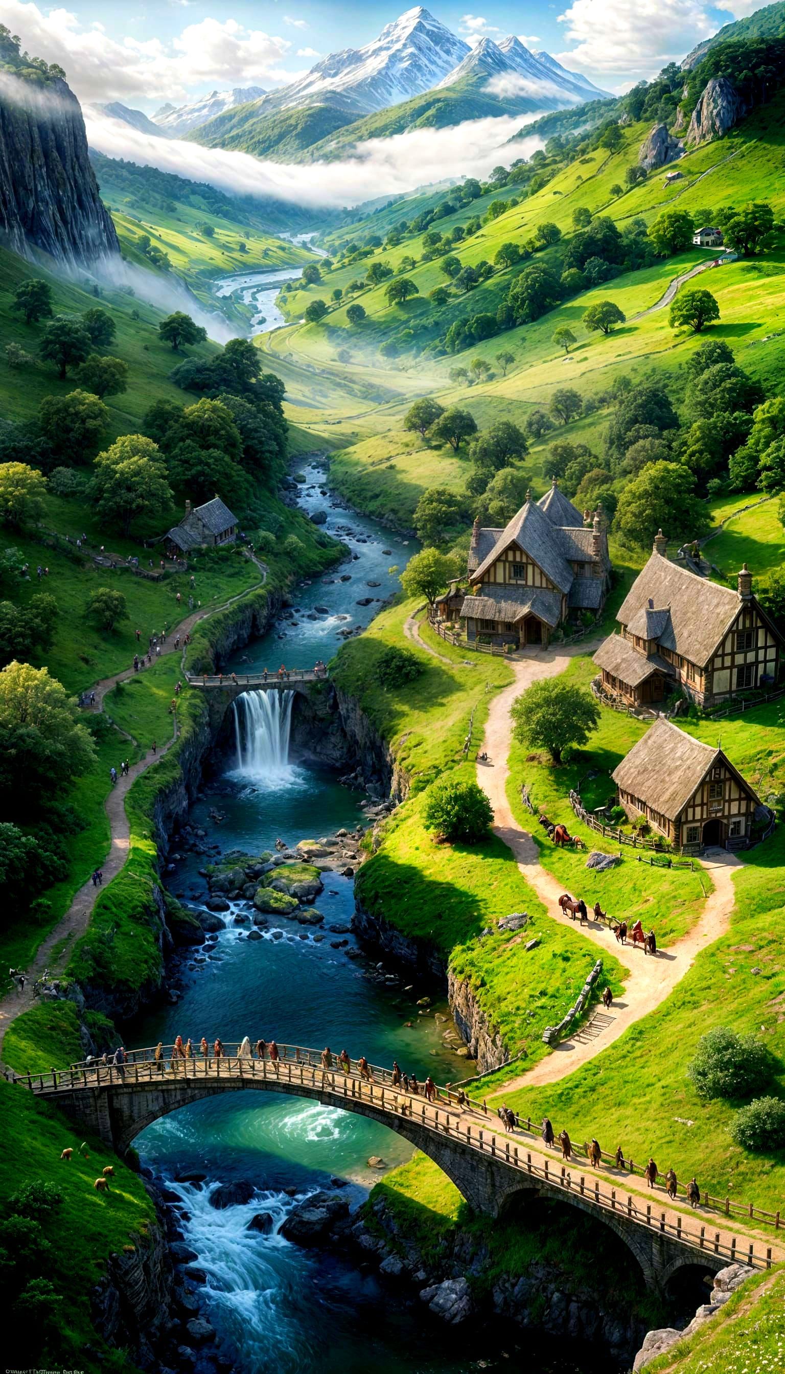 Birds-Eye View of Shire with Trolls Picnic