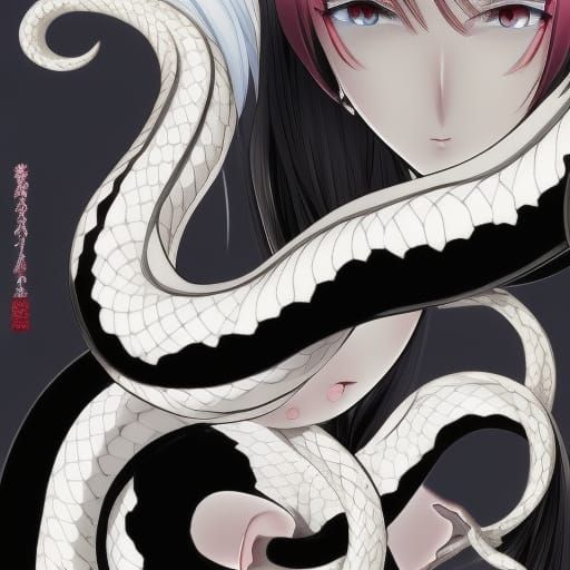 Contrasting Snakes in Anime Style