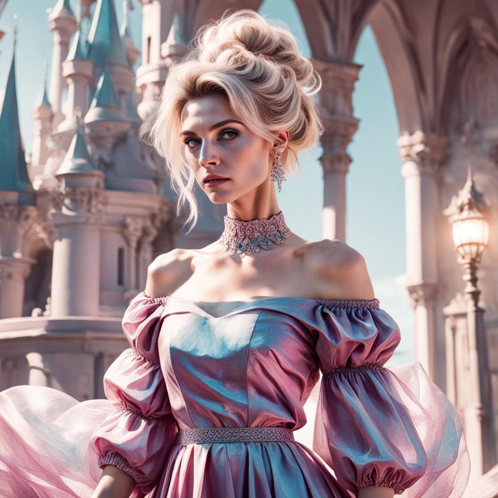 Film Noir Portrait of Woman with Raspberry Dress