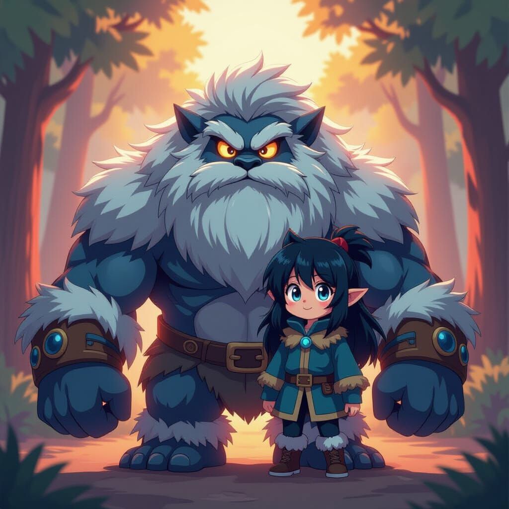 Nunu and Willump in Cel-Shaded Manga Style