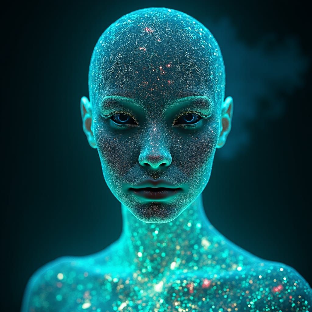 Radioactive Woman Portrait in Digital Art Style