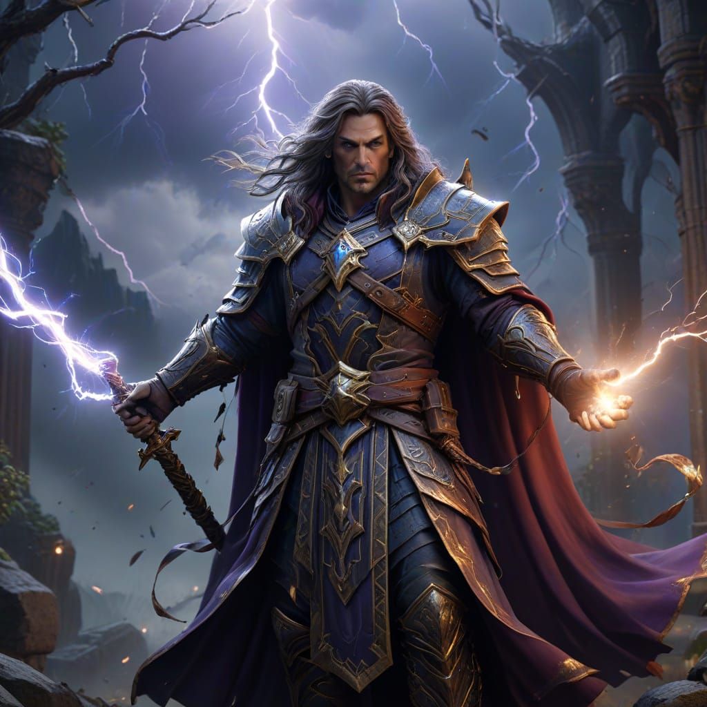 Medivh, Epic Fantasy Guardian in Vivid Color