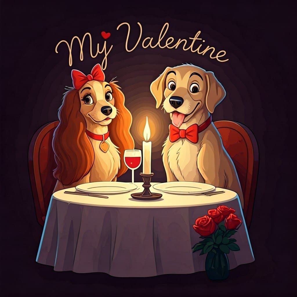 Whimsical Valentine's Dinner with Adorable Labradors