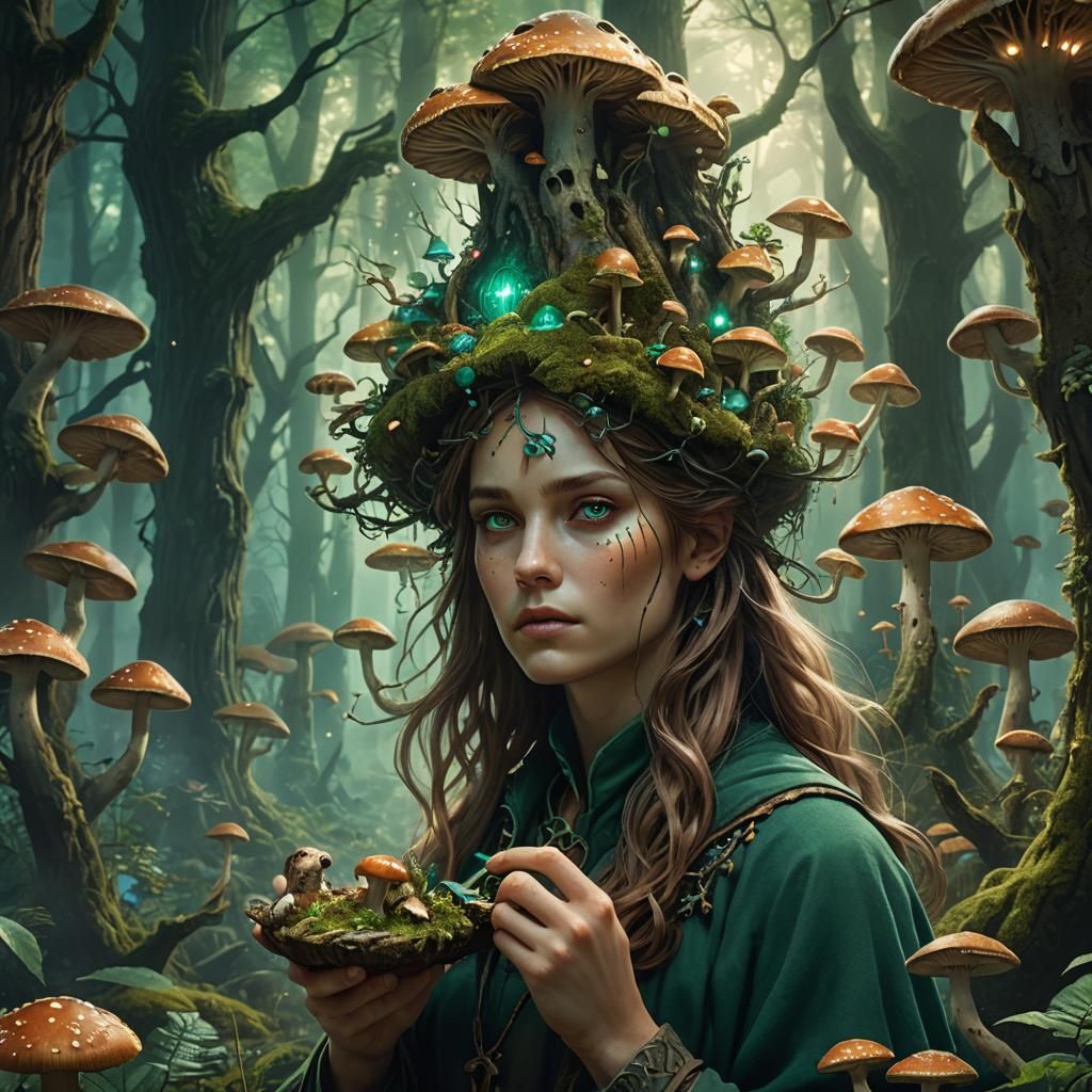 Mystical Forest Herb Gatherer Concept Art