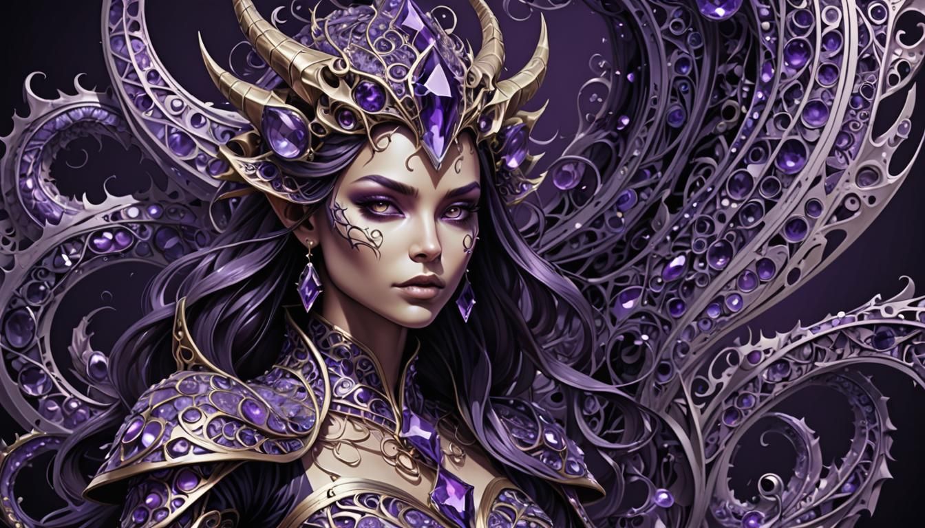 Female Dragonborn Wizard with Abstract Fractal Design