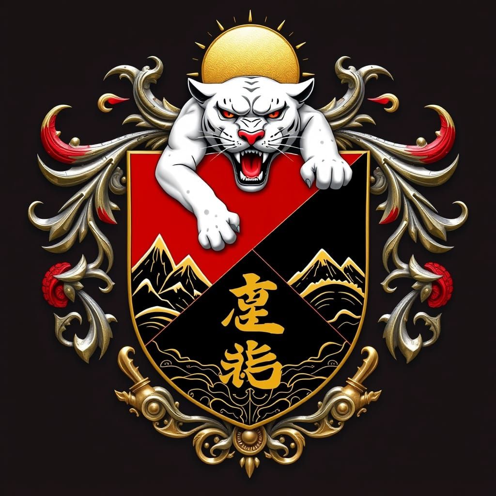 Futuristic Chinese Coat of Arms with White Panther