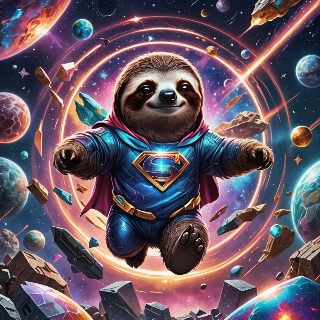 Cute Superhero Sloth Saving the World