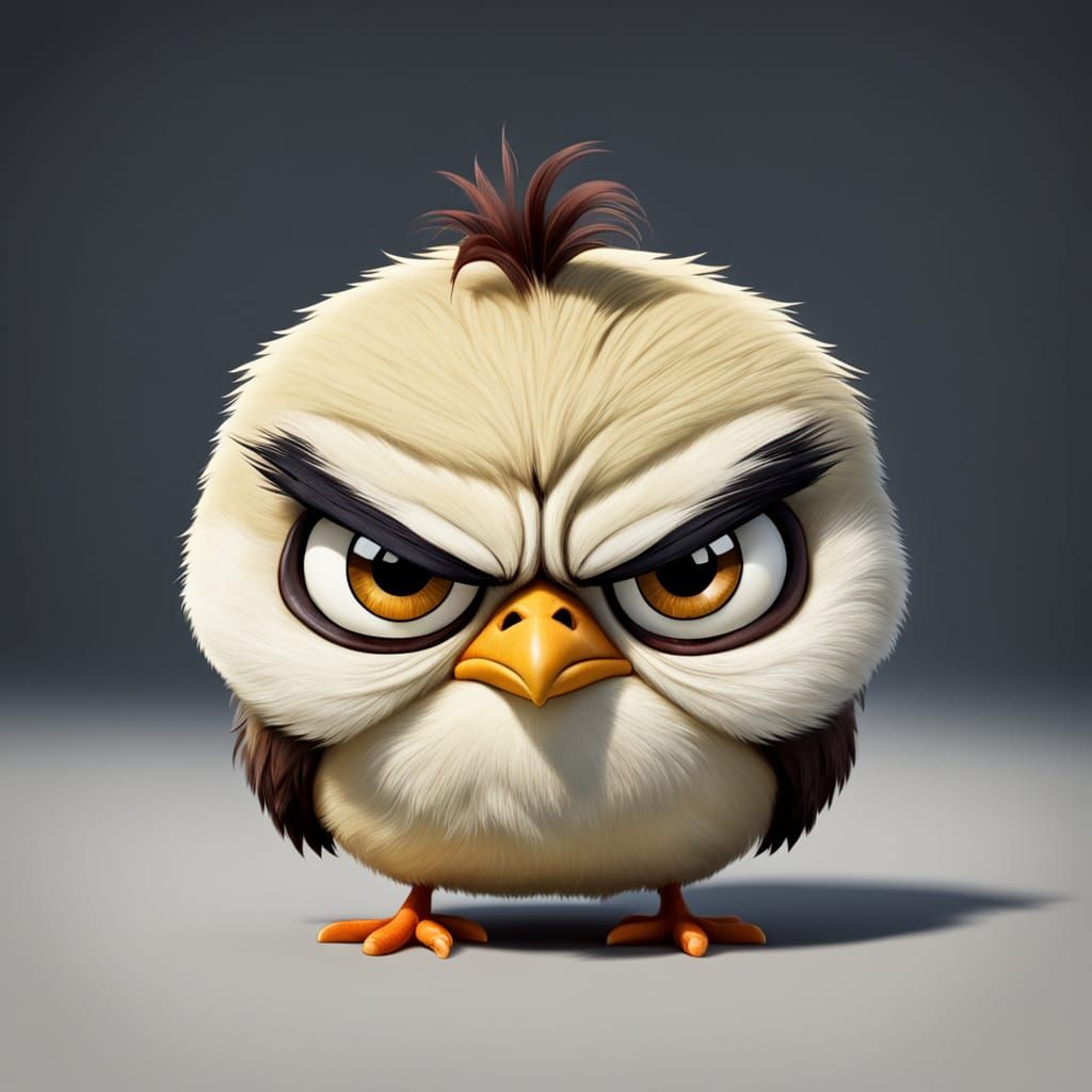 Grumpy Cartoon Chick Expressing Anger
