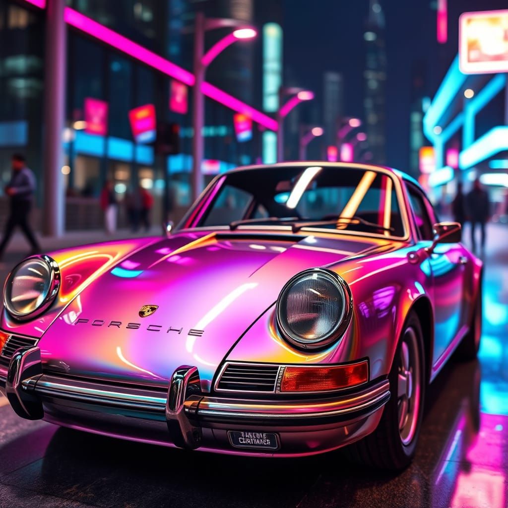 Cyberpunk Porsche in Shimmering Chrome
