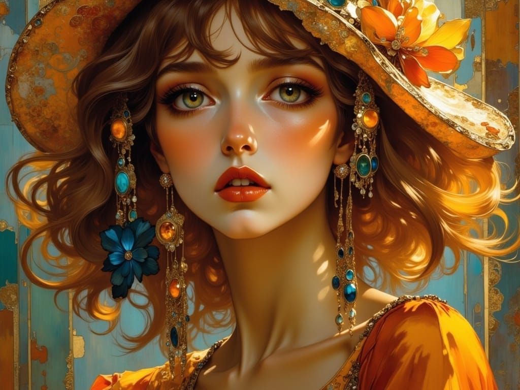 Vintage Starlet Posing by Jukebox in Vibrant Colors