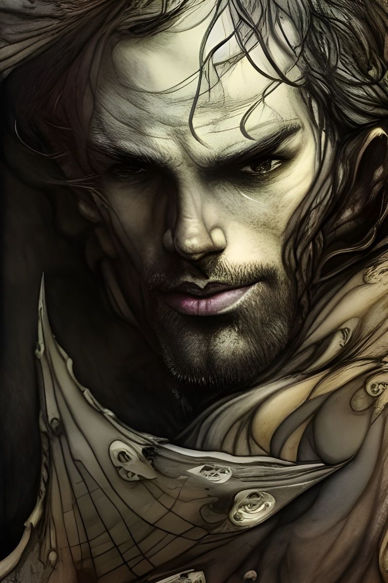 Fantasy Male Portrait in Ethereal Dungeons and Dragons Style