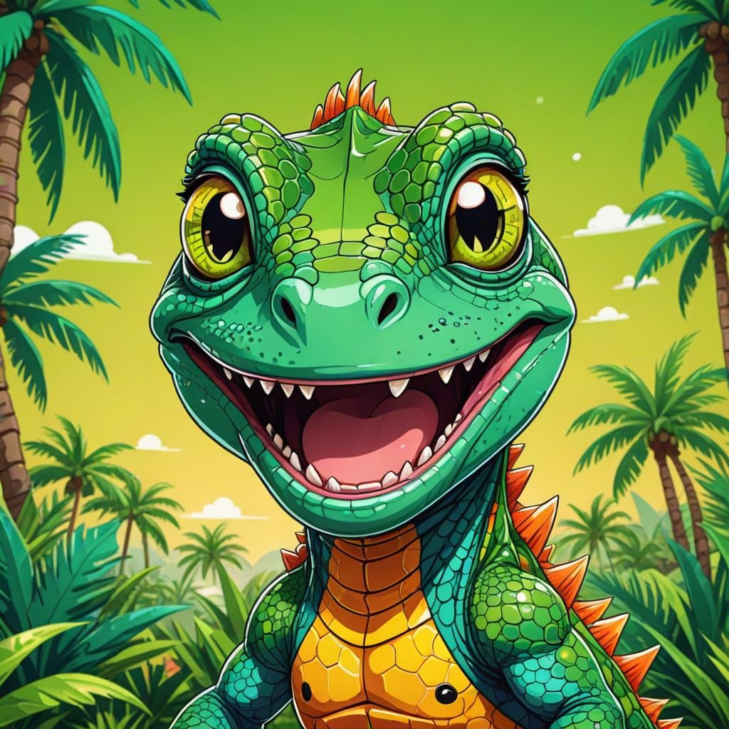 Cute lizard game 2d character