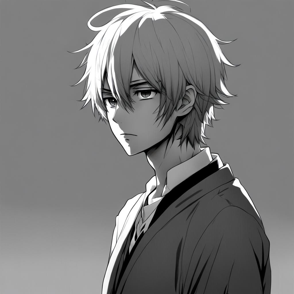 Sad Boy in Anime Key Visual Style