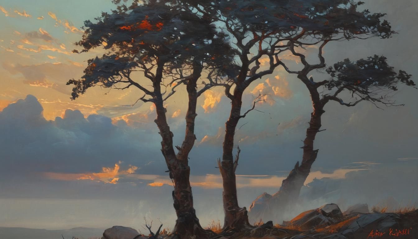 Dramatic Ancient Forest Landscape in Golden Hour Light