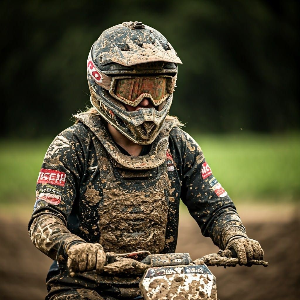 Muddy Motocross Rider Portrait