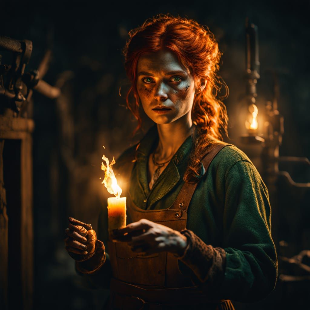 Eerie Miner with Possessed Diamond: Low-Key Horror Concept