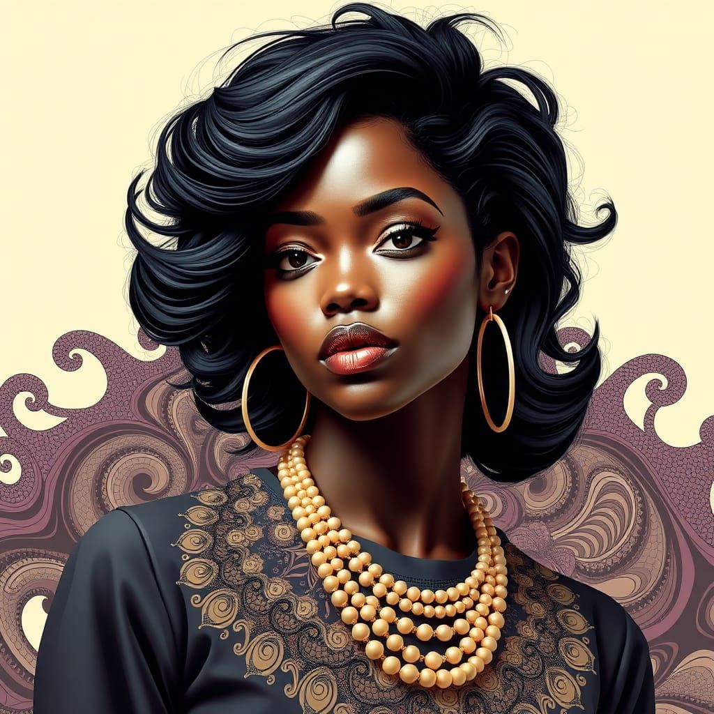 1970s Style on Beautiful Black Woman
