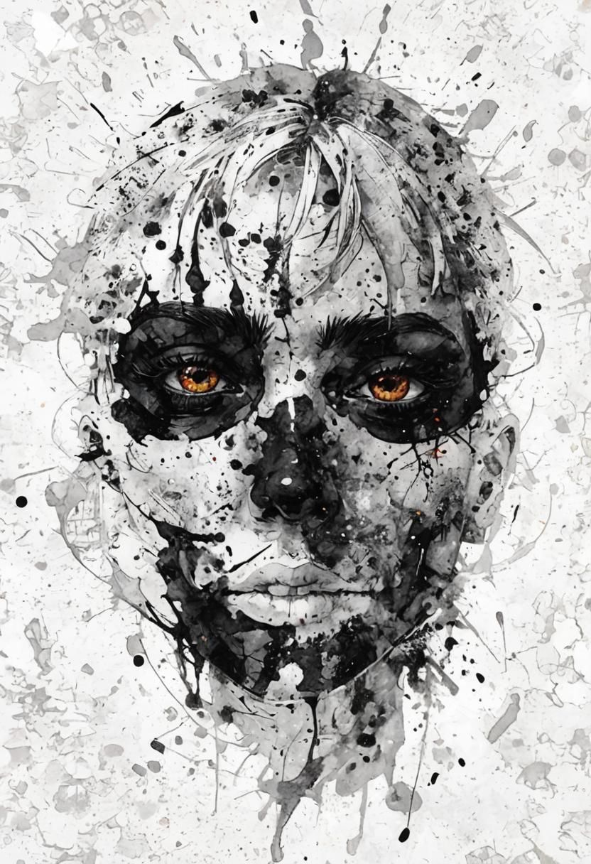 A captivating ink splatter art portrait by Belart-Picture