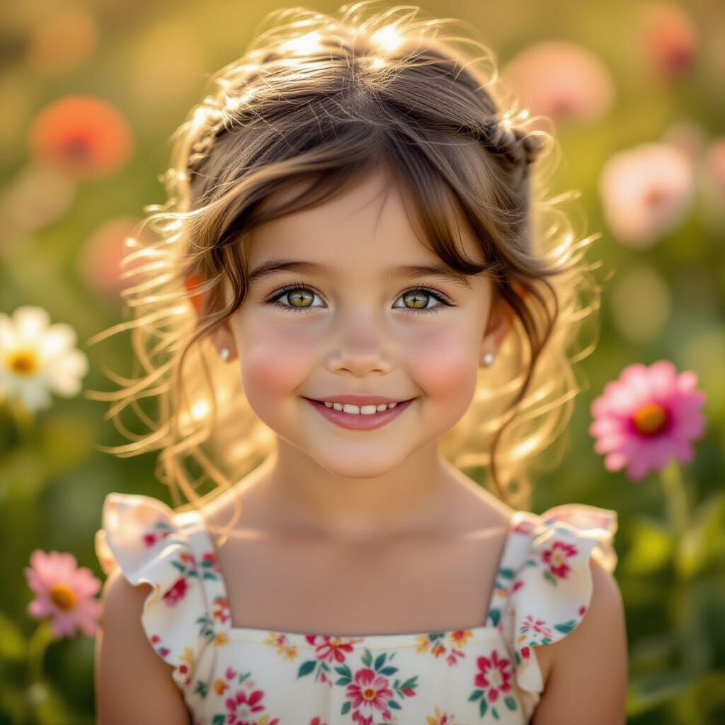 Radiant Portrait of a Girl in Floral Setting