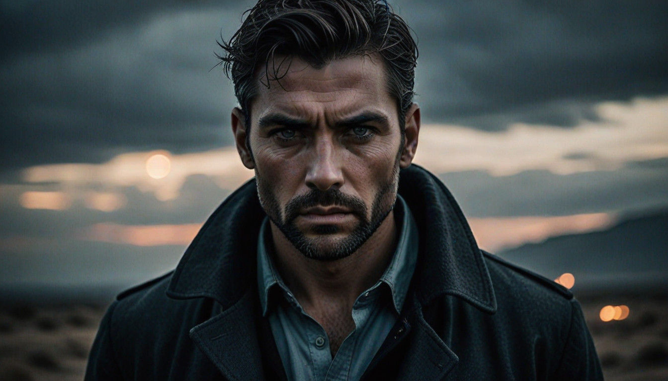 Hyper-Realistic Portrait of Masculine Adult Man with Unapolo...