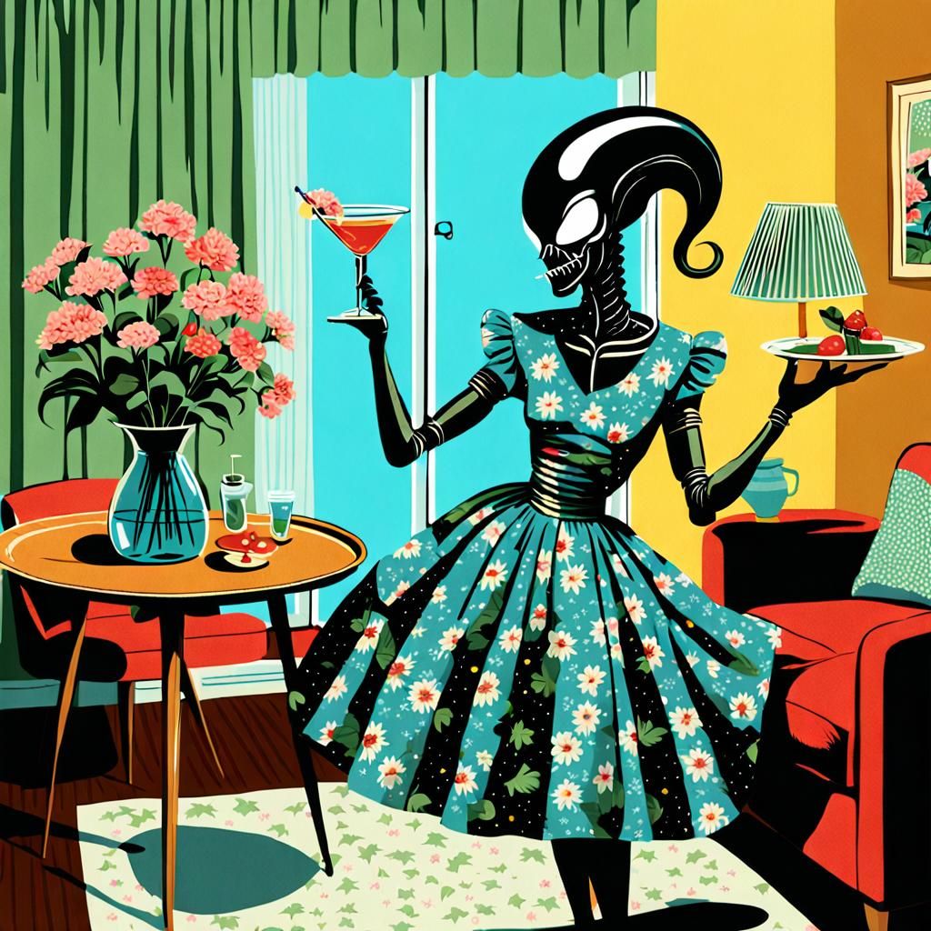 Xenomorph Housewife in 1950s Style