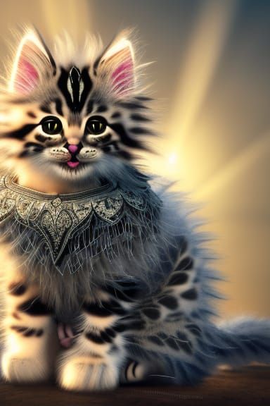 Armored Kitten Fantasy Art in 8K Resolution
