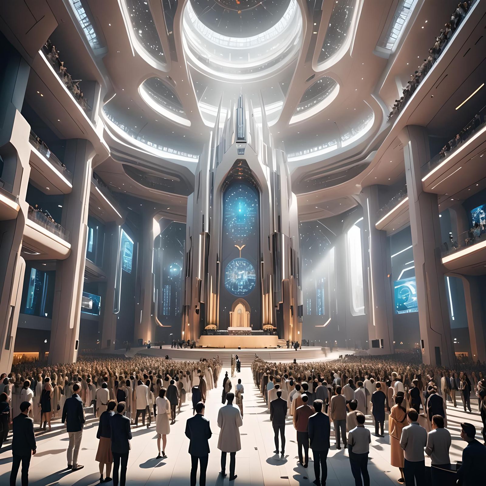 Futuristic Church Dedicated to AI Technology