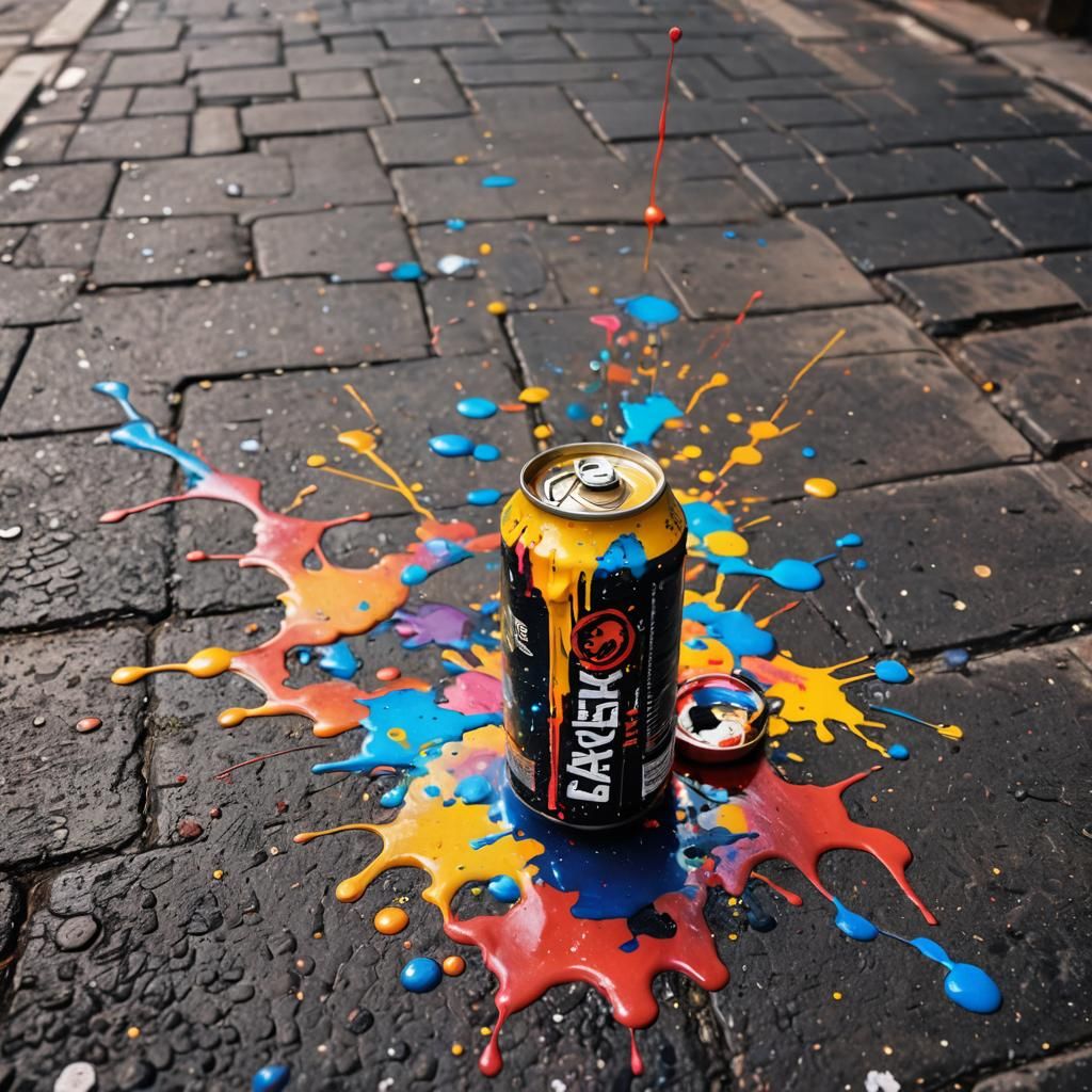 Polychromatic Street Art: Beer Can Splatter