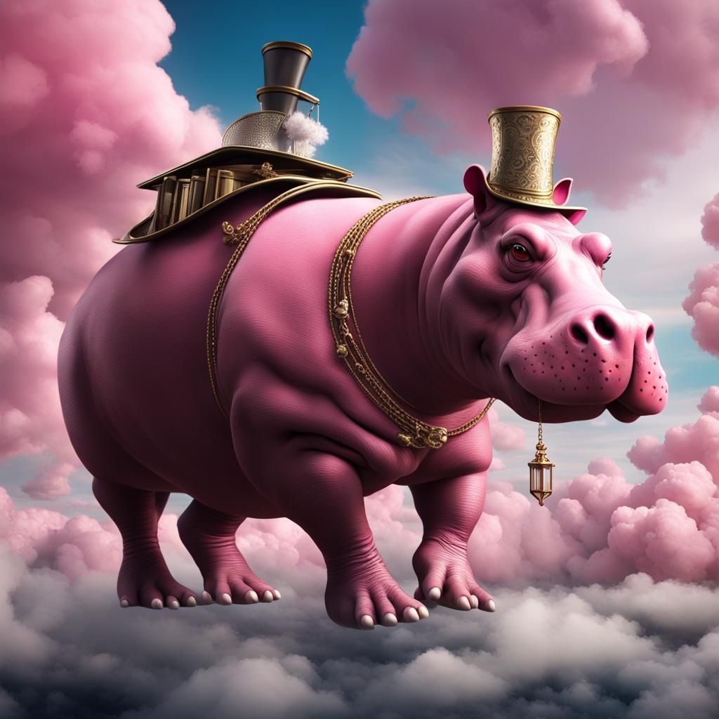 Hippo's Casino Trip: 1920s Fantasy Art