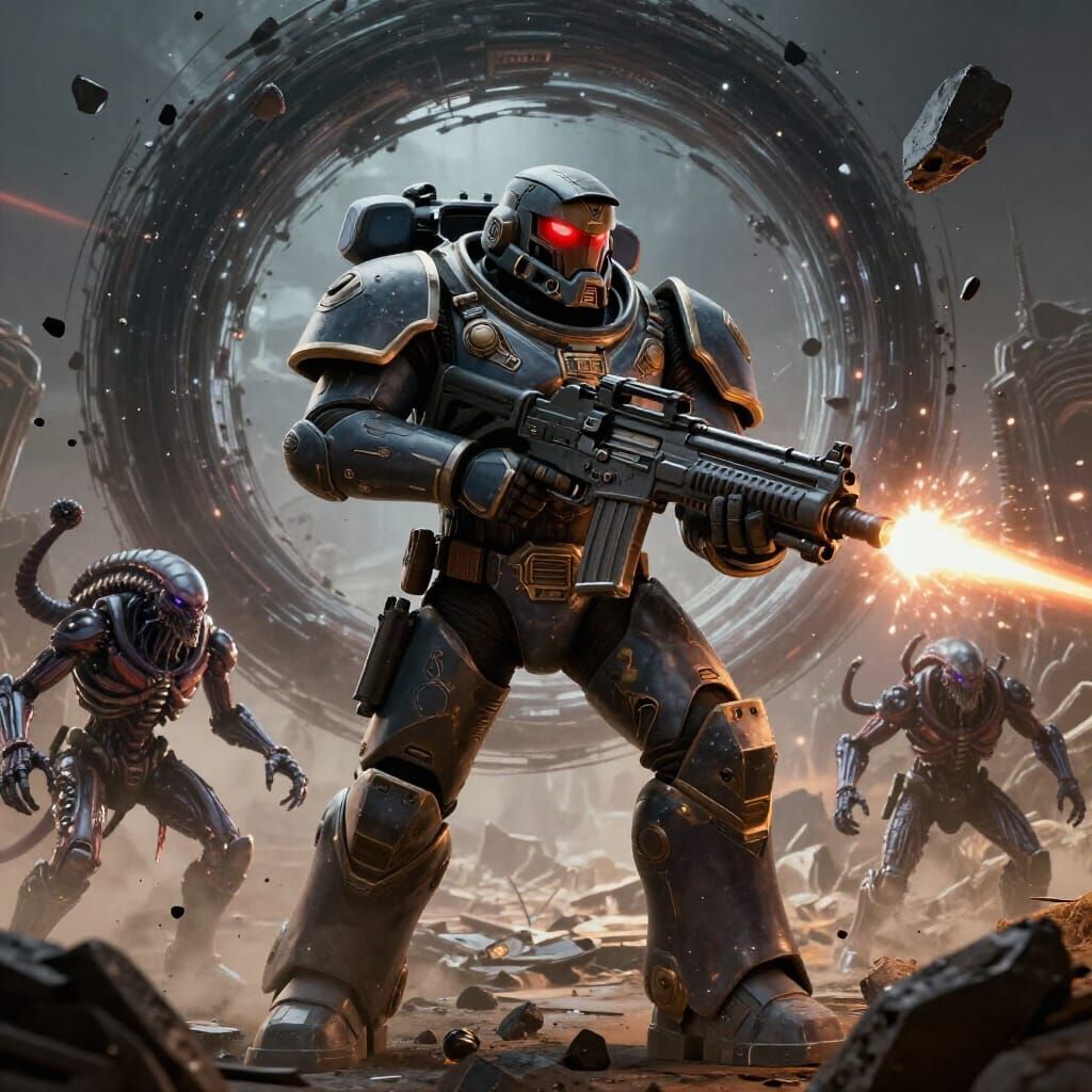 Doom Marine Fights Biomechanical Aliens in 3D Cinematic