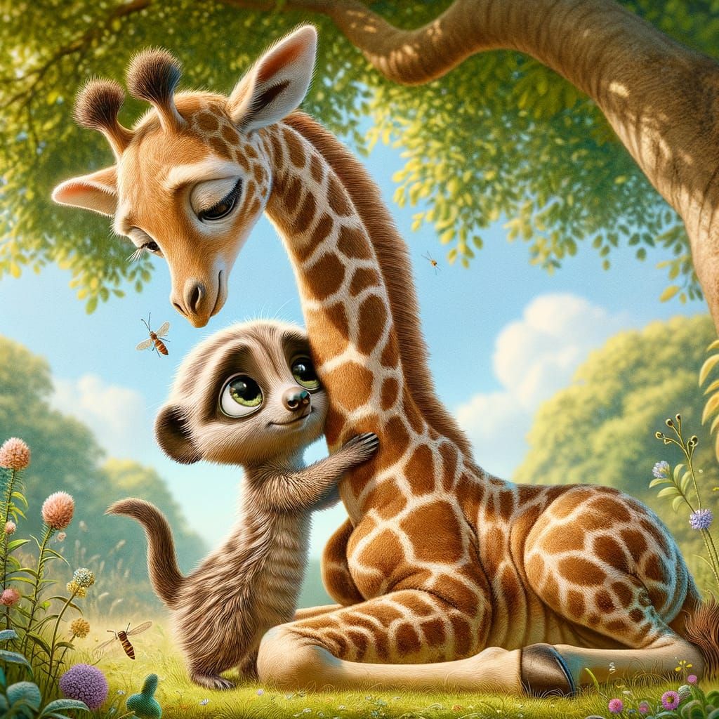 Meerkat and Giraffe: An Endearing Embrace