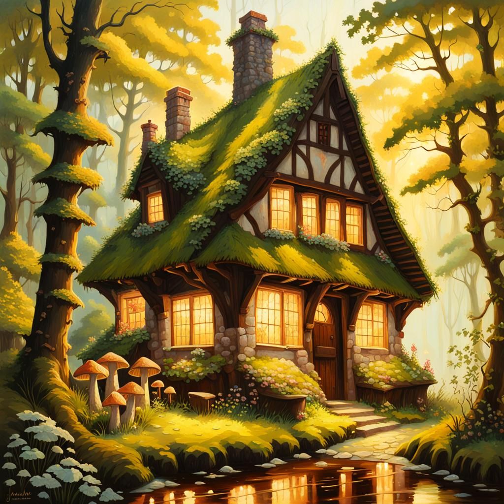 Dark Fantasy Blacksmith Shop in Temperate Rainforest