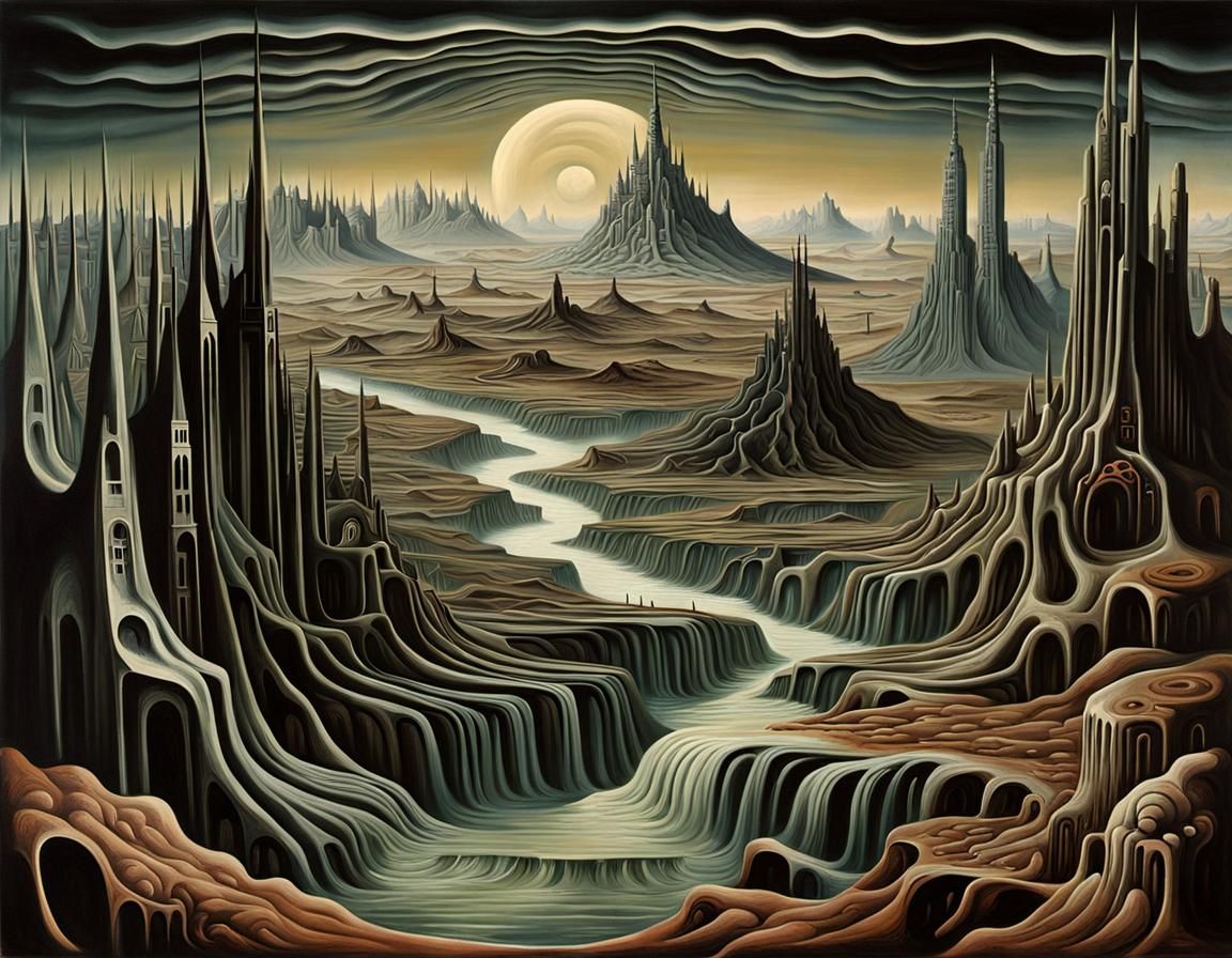 Apocalyptic Surrealist Landscape in Dystopian Hellscape