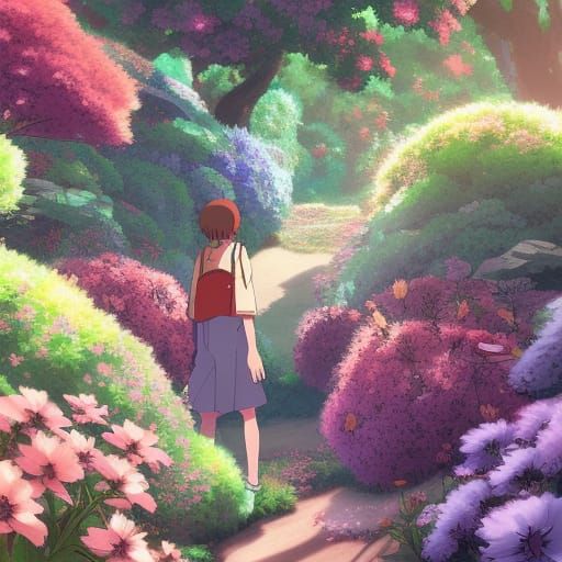 Secret Flower Garden in Anime Style