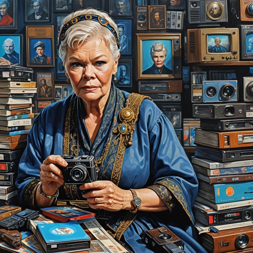 Aged Actress with Camera in Joe Jusko Oil Painting Style