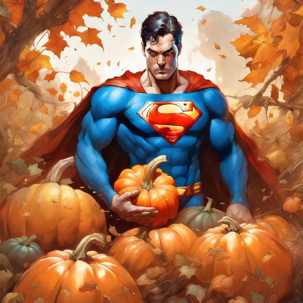 Superman in the Pumpkin Patch