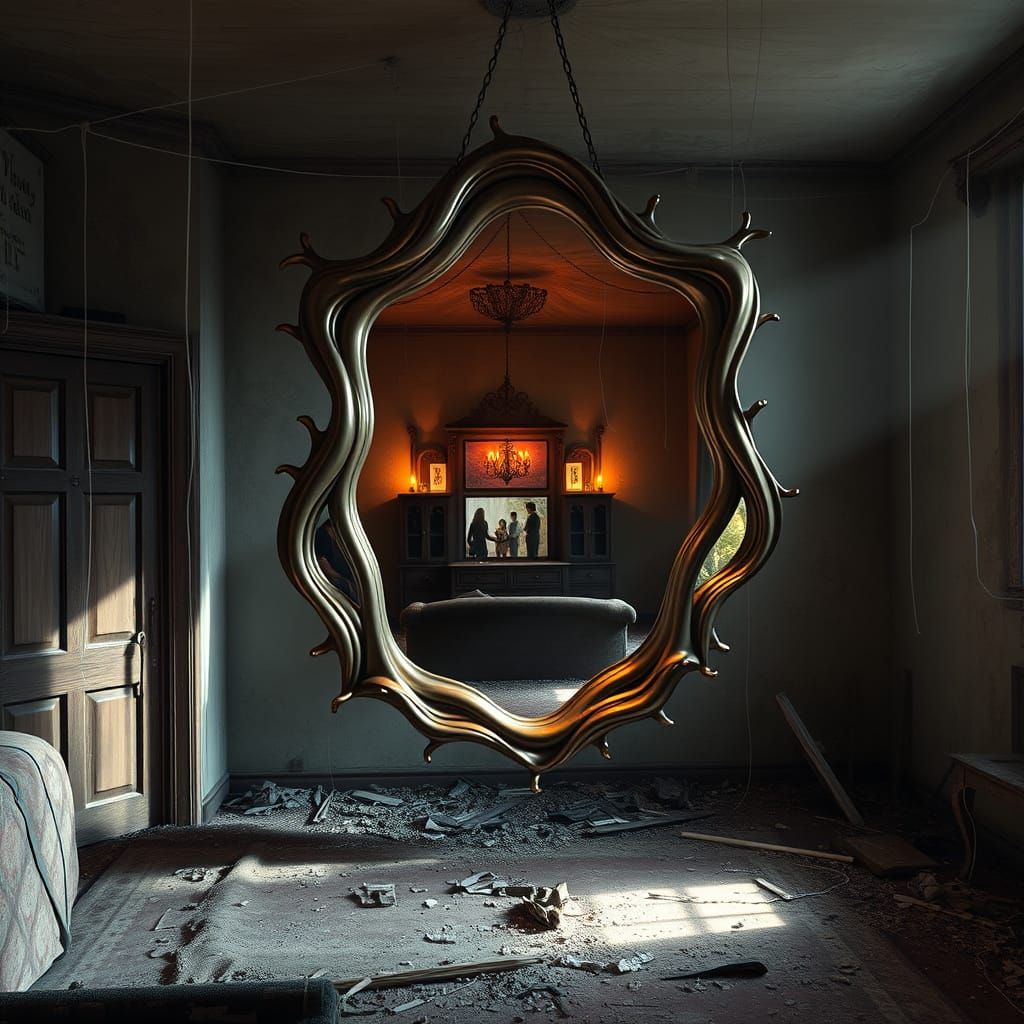 Surreal Mirror Reflects Idyllic Family Life in Abandoned Hom...