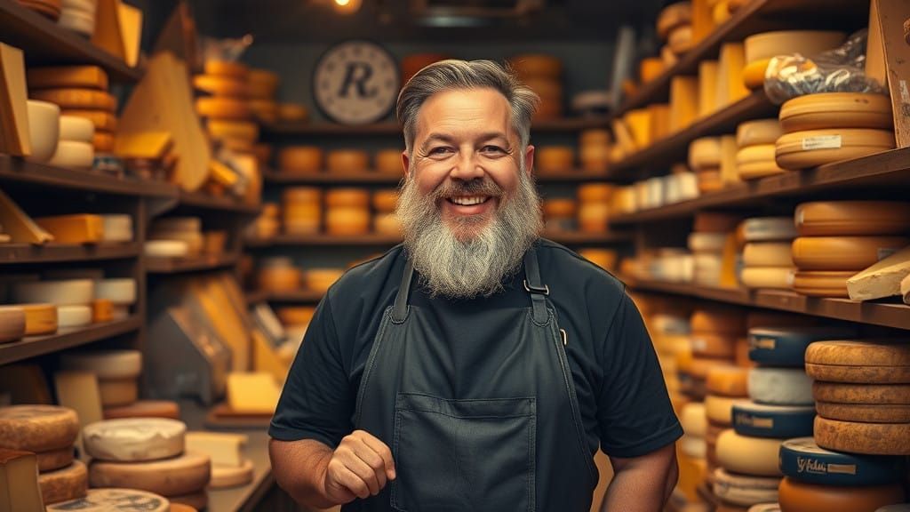 Warm and Inviting Cheese Shop Scene in Classic Style