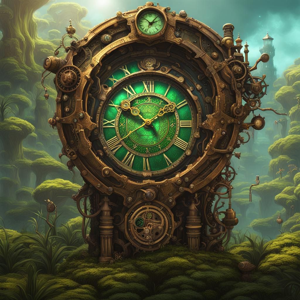 Steampunk Clock Dryad in Detailed Matte Painting